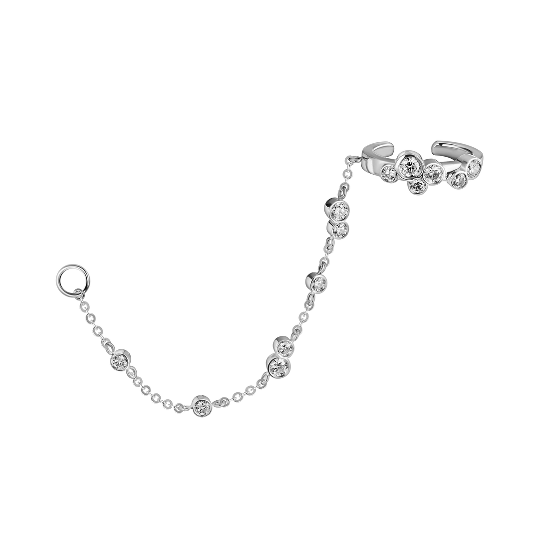Bubbles Diamond Chain Ear Cuff with Loop