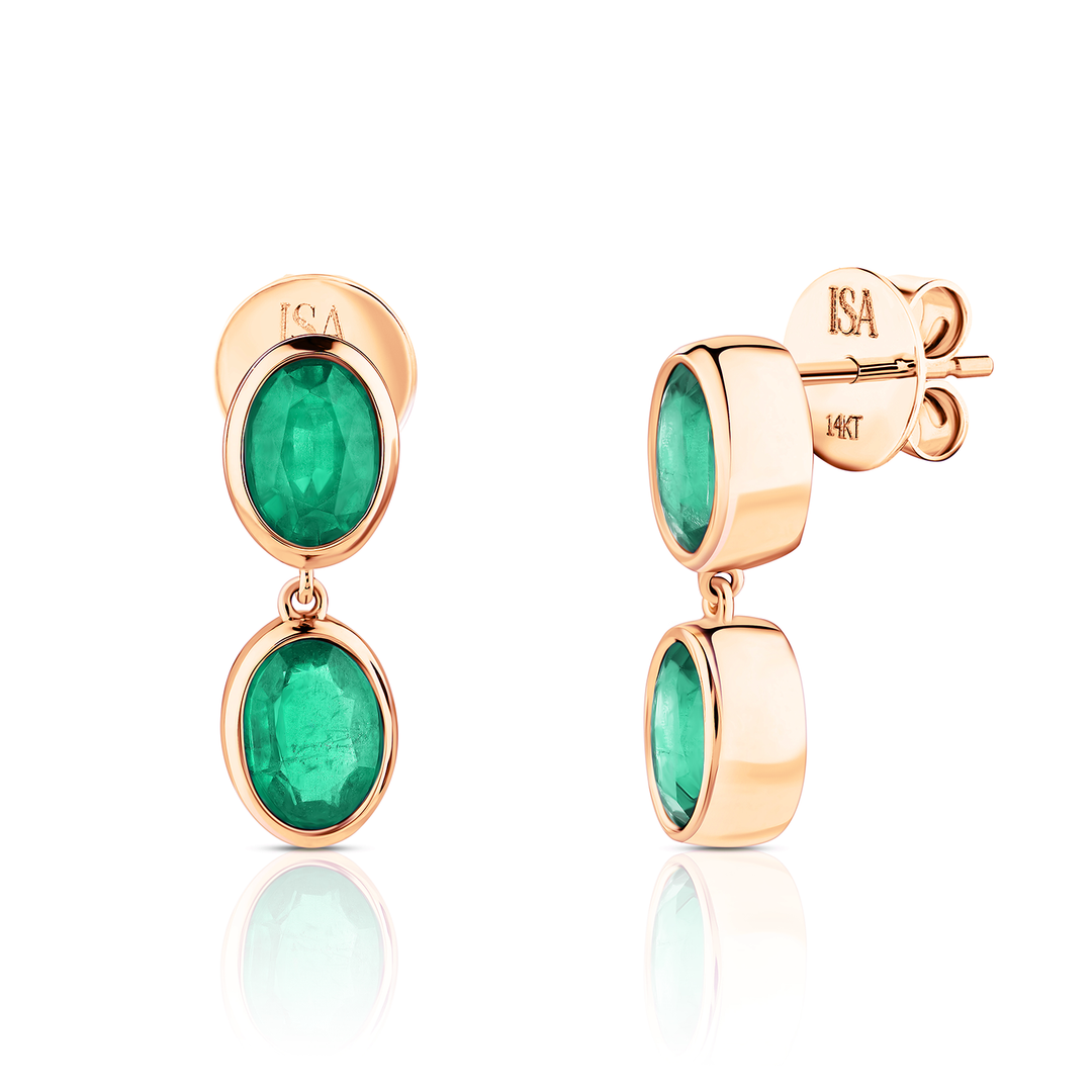 Double Drop Emerald Earrings