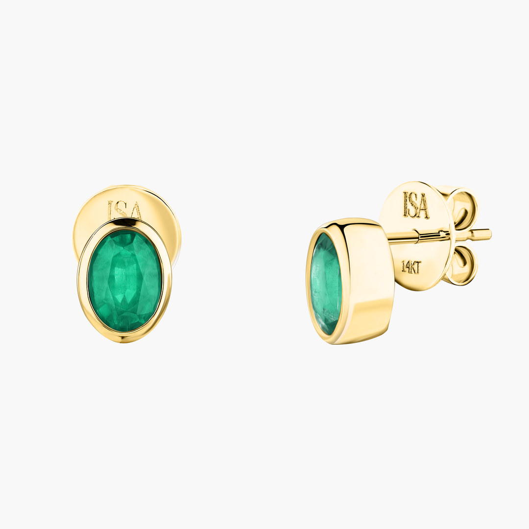 Emerald Bezel Studs