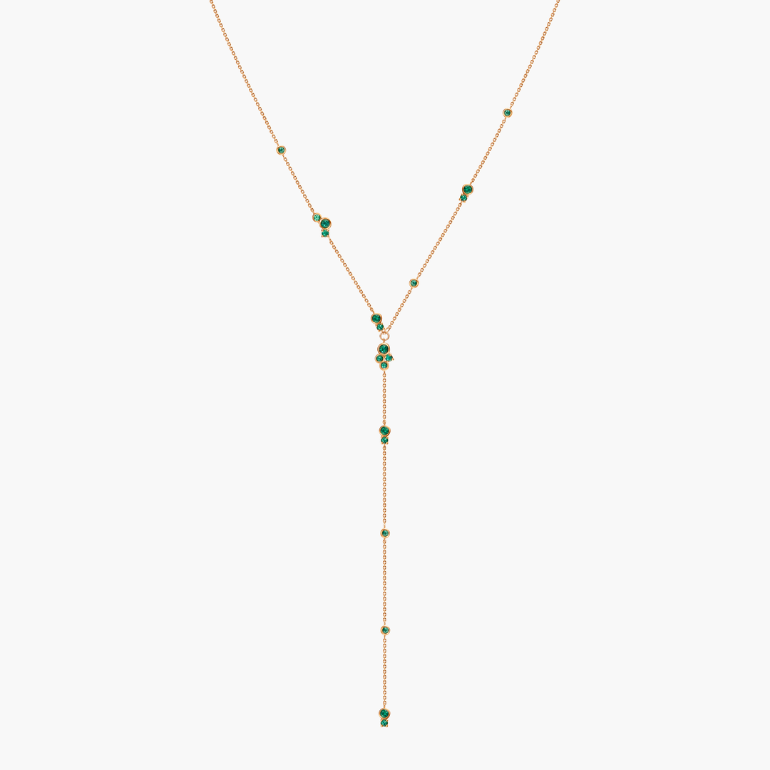 Emerald Bubbles Lariat Necklace