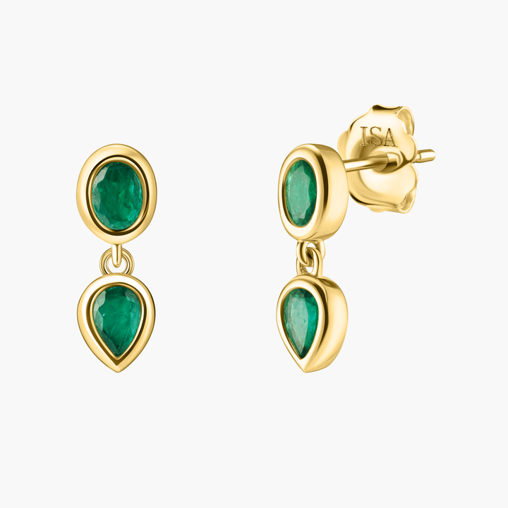 Emerald Double Drop Studs