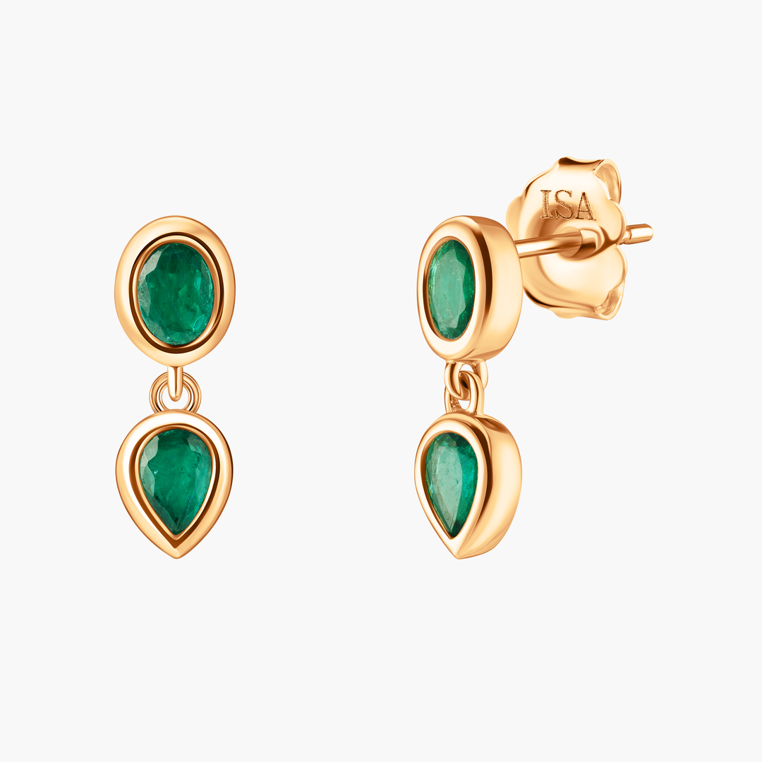 Emerald Double Drop Studs