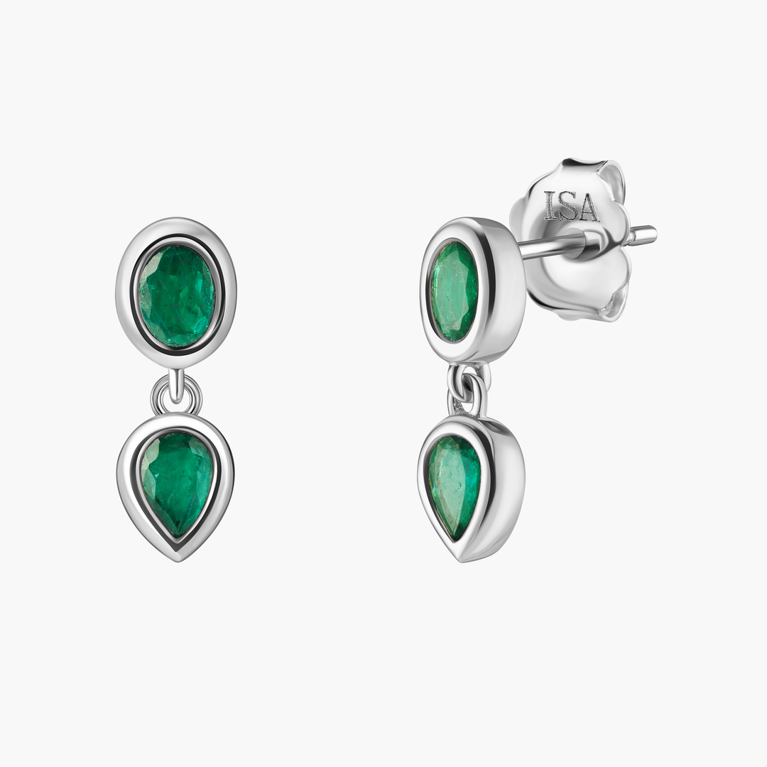 Emerald Double Drop Studs