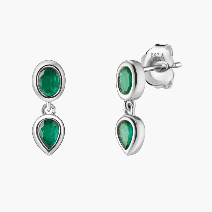 Emerald Double Drop Studs