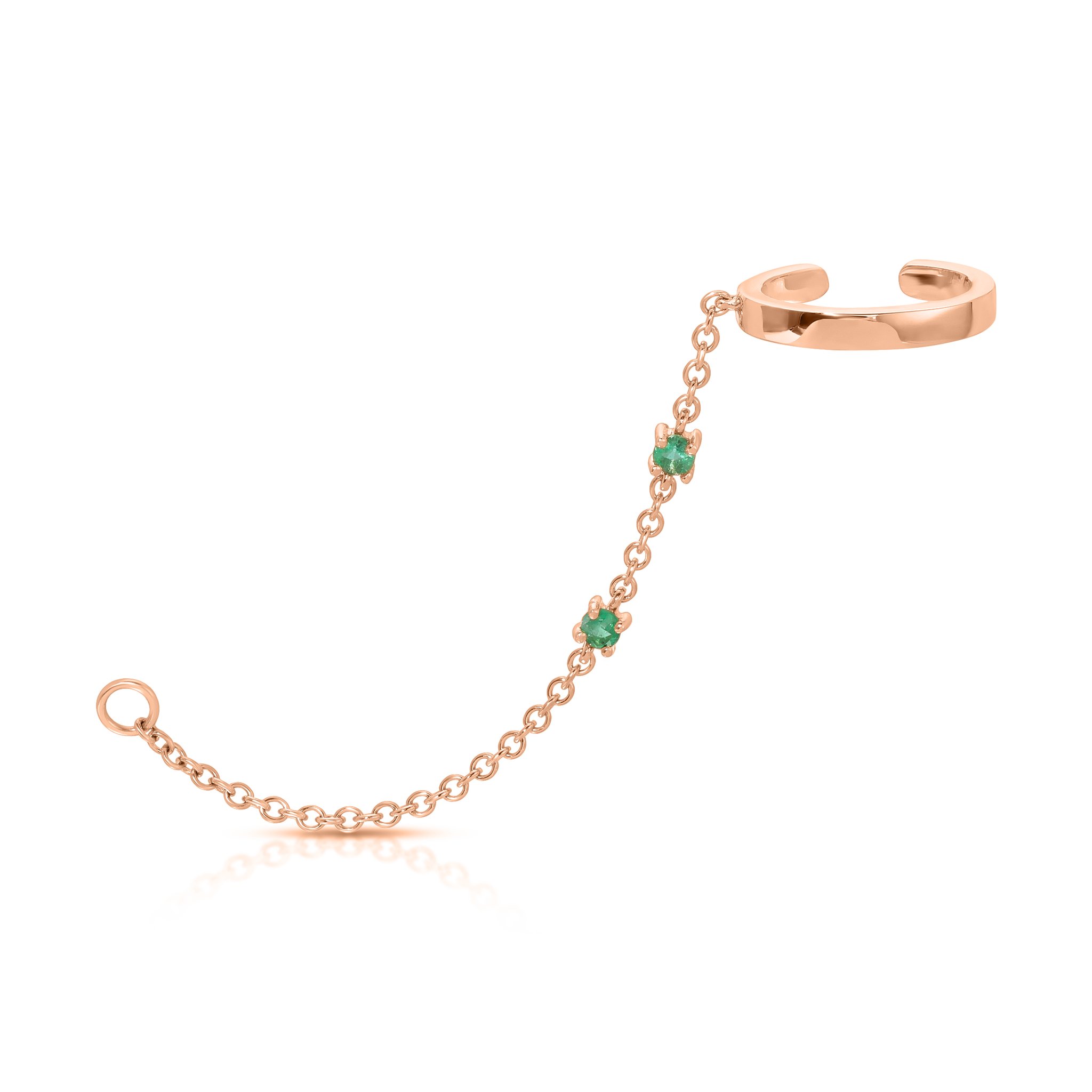 Emerald Ear Cuff With Chain Loop