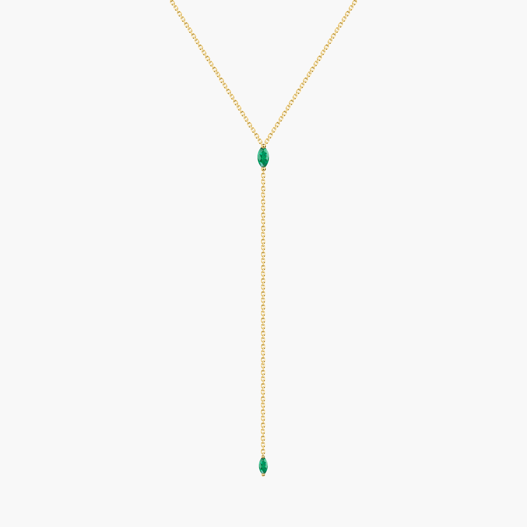 Emerald Marquise Lariat Necklace