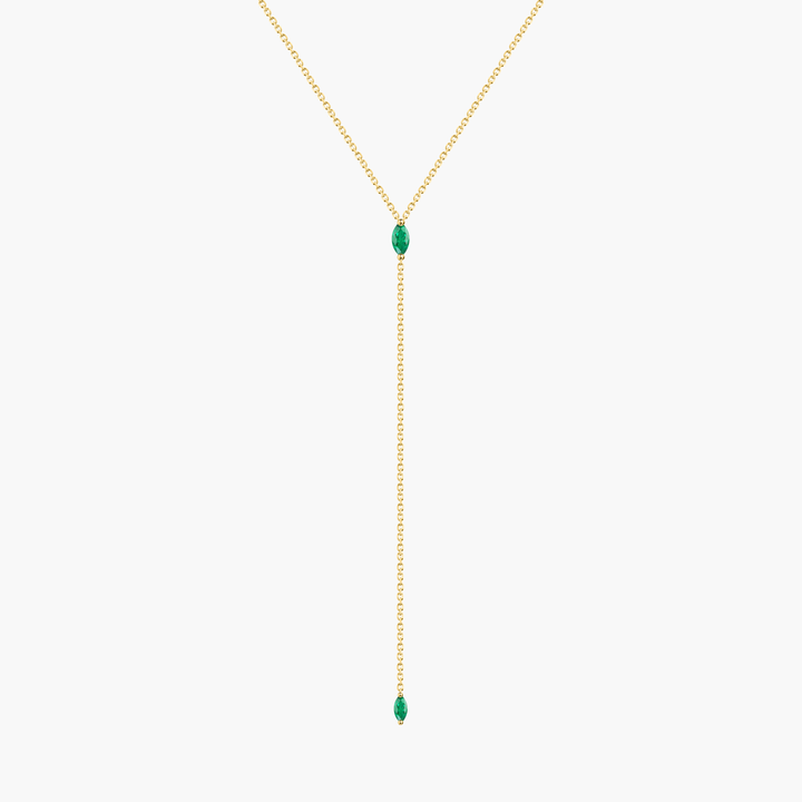Emerald Marquise Lariat Necklace