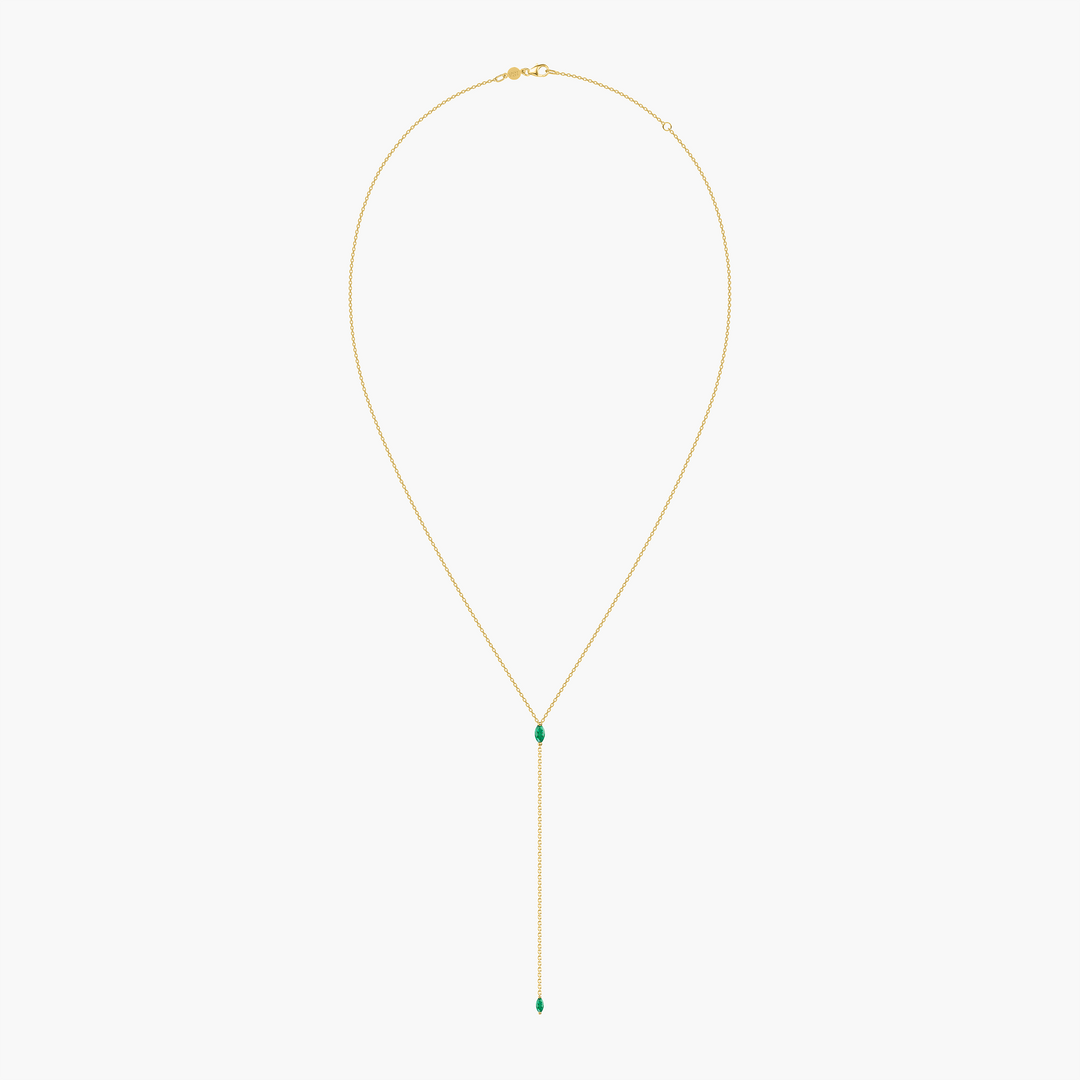 Emerald Marquise Lariat Necklace