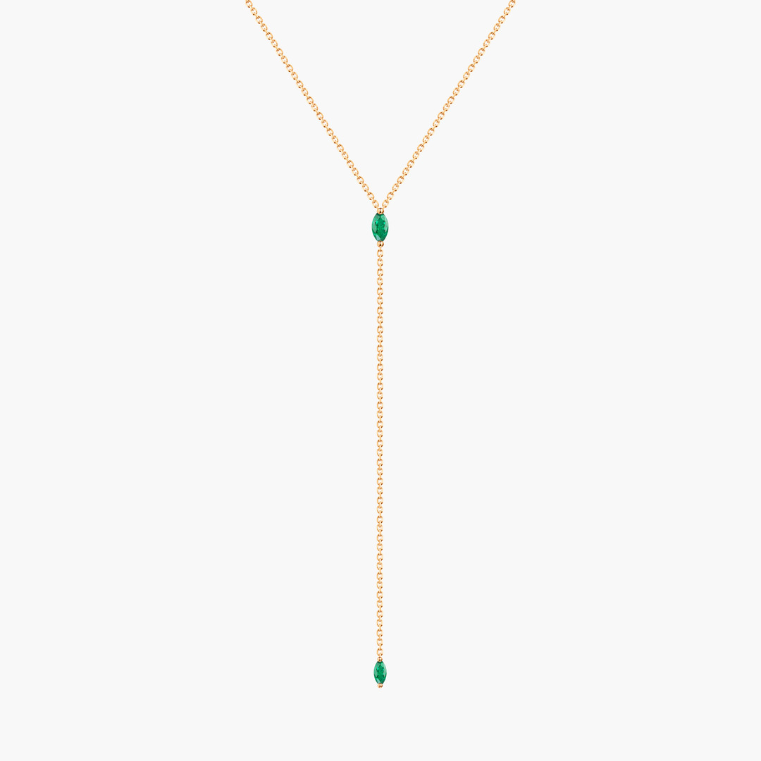 Emerald Marquise Lariat Necklace