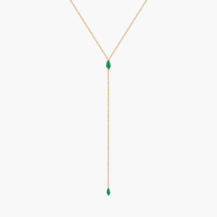 Emerald Marquise Lariat Necklace
