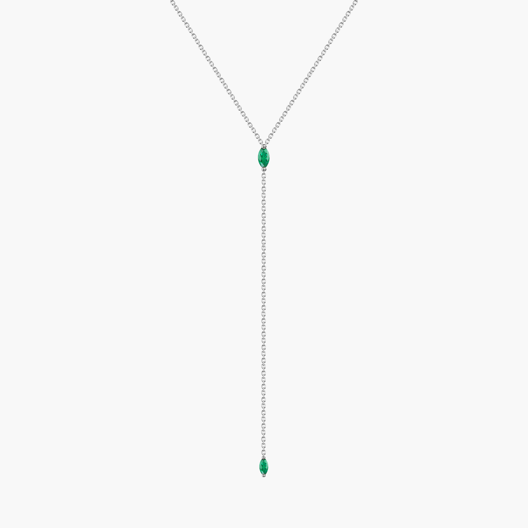 Emerald Marquise Lariat Necklace