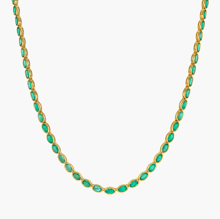 Emerald Oval Cut Tennis Necklace