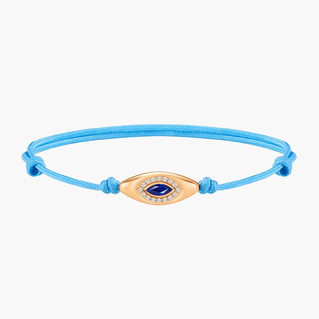Evil Eye Light Blue Cord Bracelet