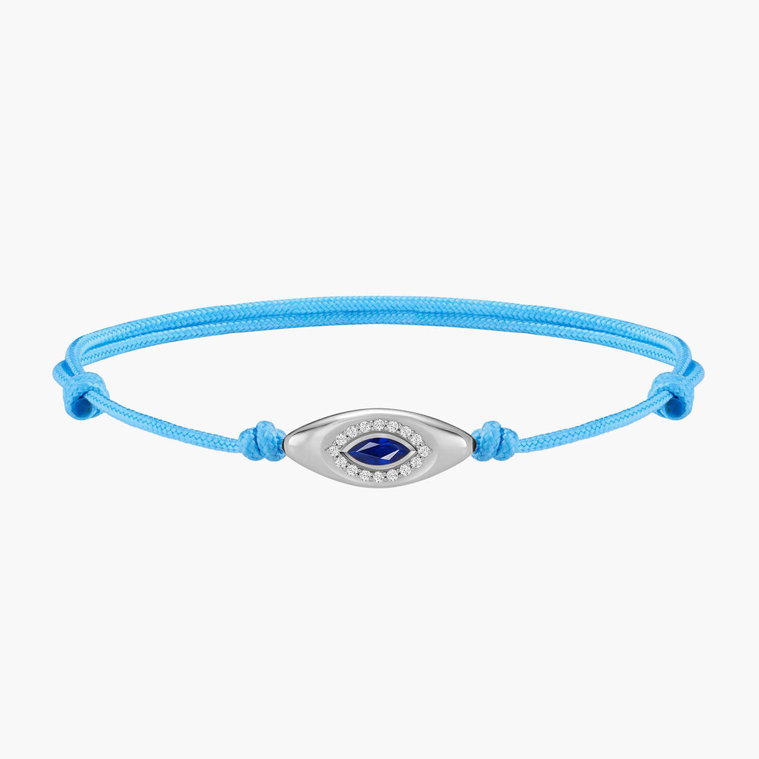 Evil Eye Light Blue Cord Bracelet