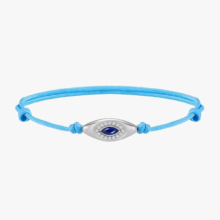 Evil Eye Light Blue Cord Bracelet