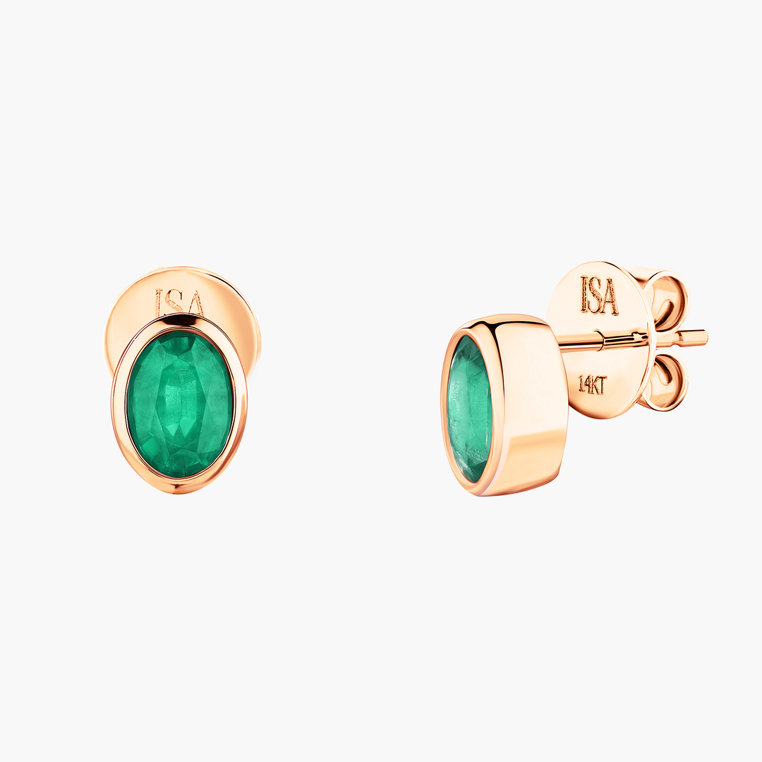 Emerald Bezel Studs