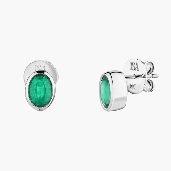 Emerald Bezel Studs