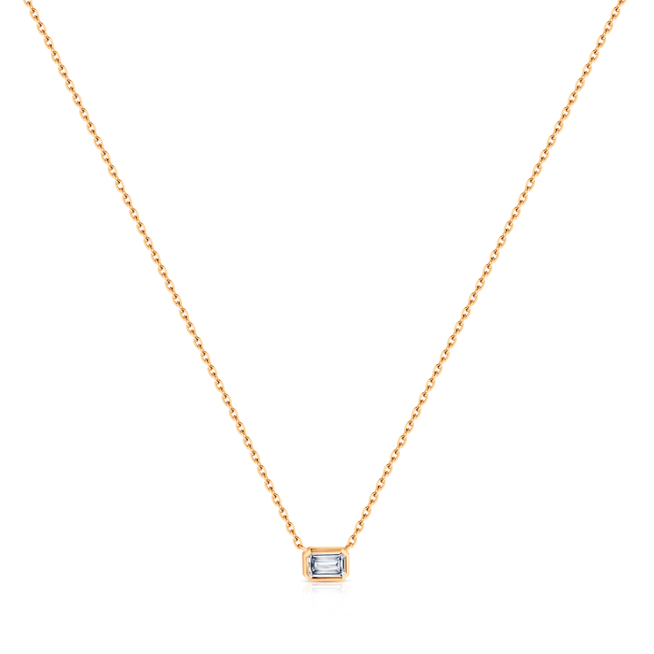 Emerald Cut Diamond Bezel Necklace