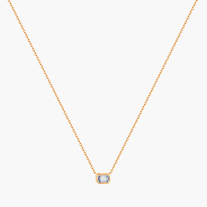 Emerald Cut Diamond Bezel Necklace