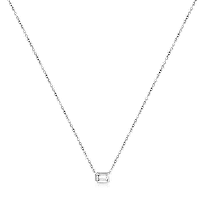 Emerald Cut Diamond Bezel Necklace