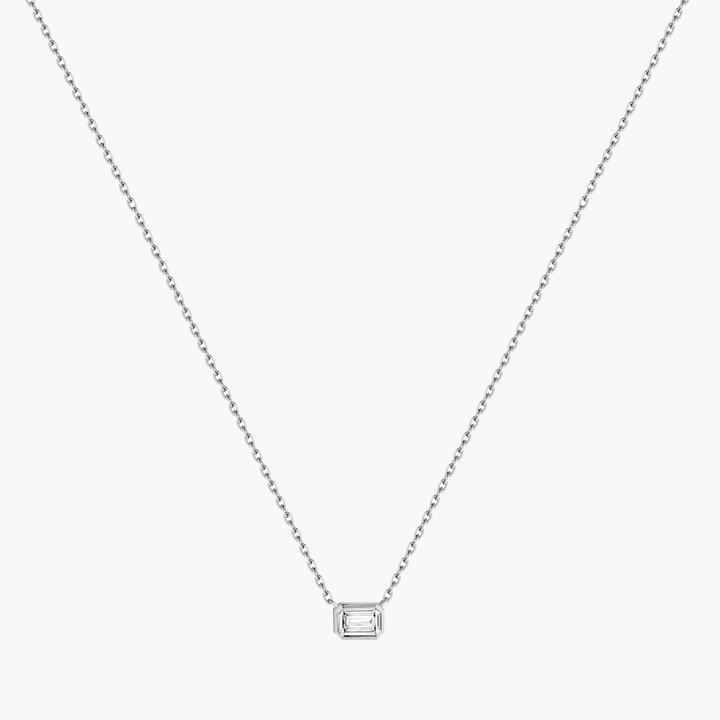 Emerald Cut Diamond Bezel Necklace