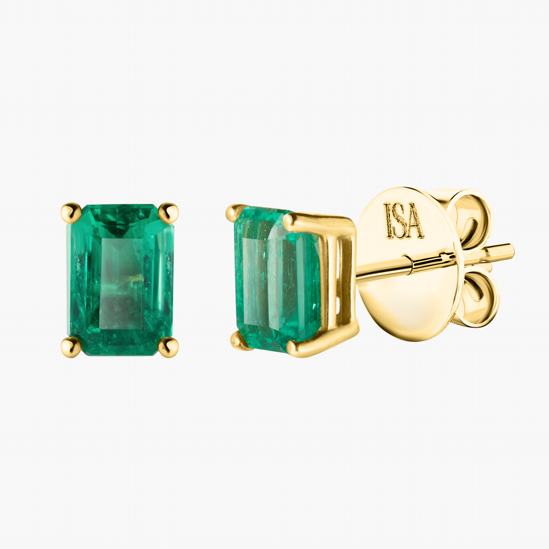 Emerald Cut Emerald Studs