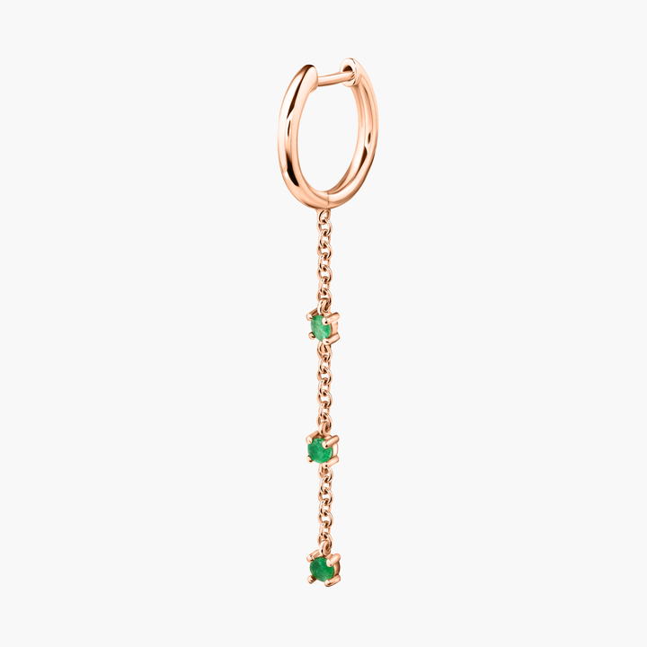 Huggie With Emerald Chain Drop