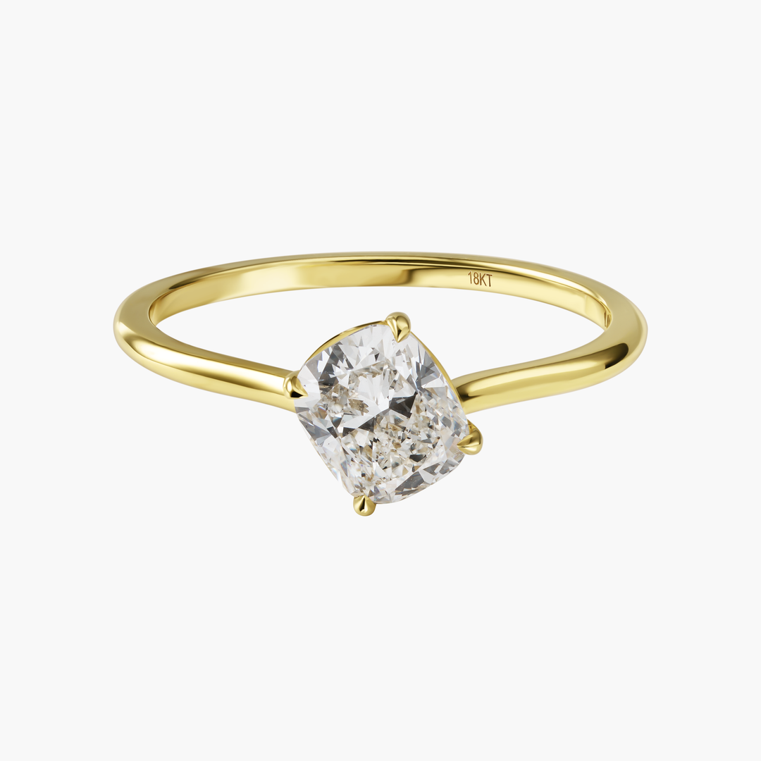 Floating Cushion Cut Diamond Ring