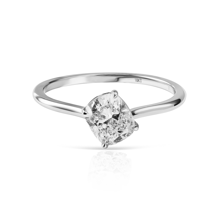Floating Cushion Cut Diamond Ring