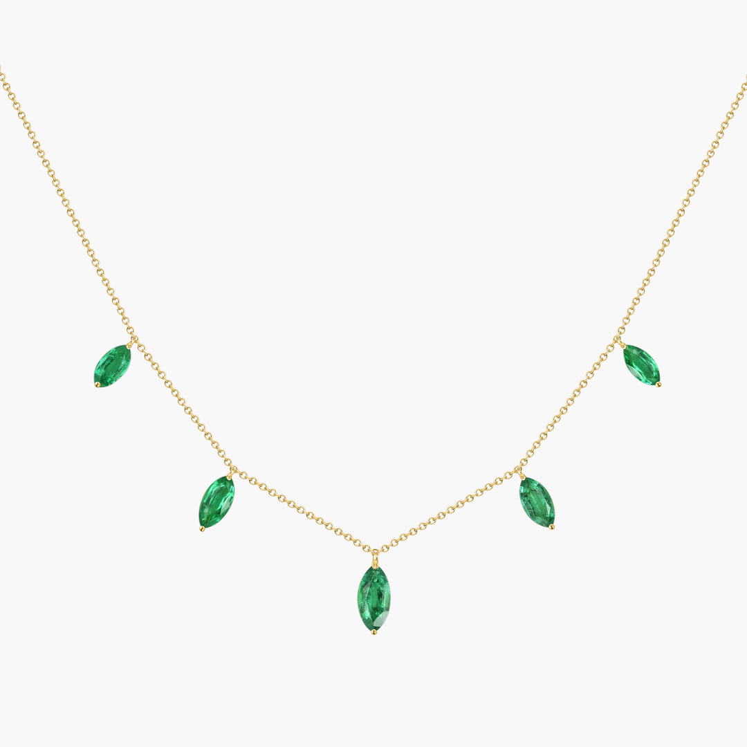 Floating Marquise Emerald Necklace