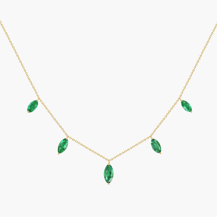 Floating Marquise Emerald Necklace