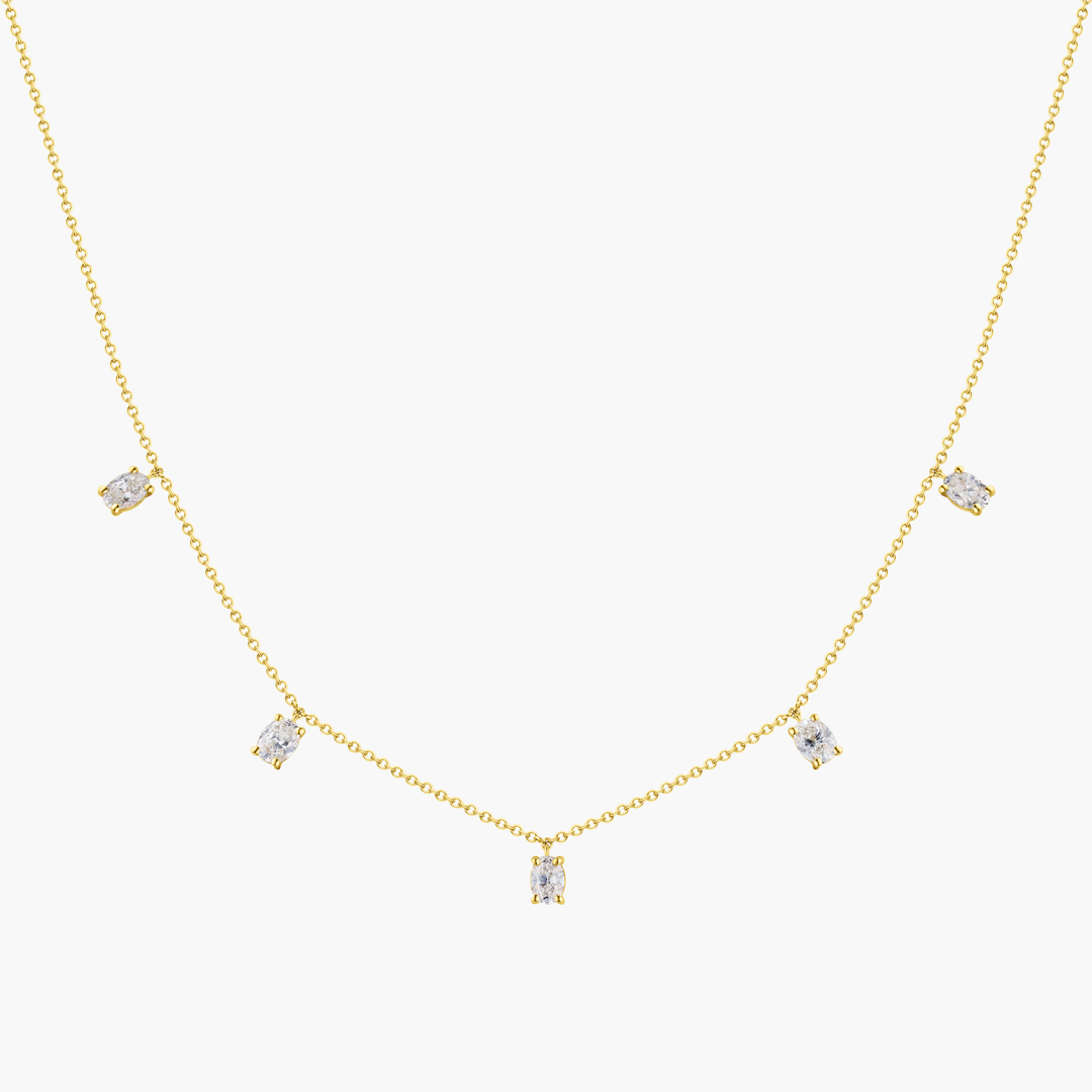 Floating Oval Diamond Necklace