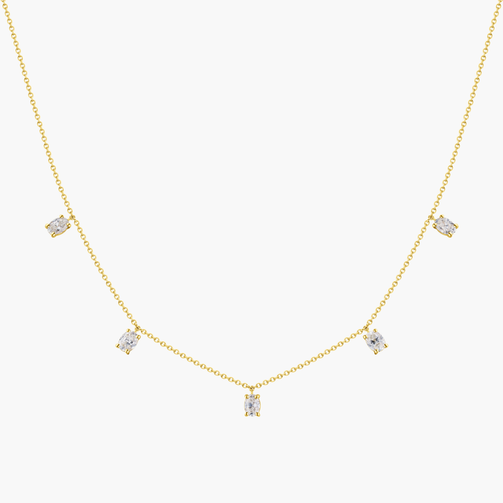 Floating Oval Diamond Necklace