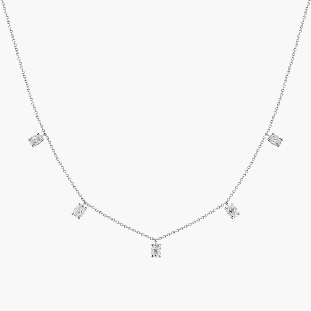 Floating Oval Diamond Necklace