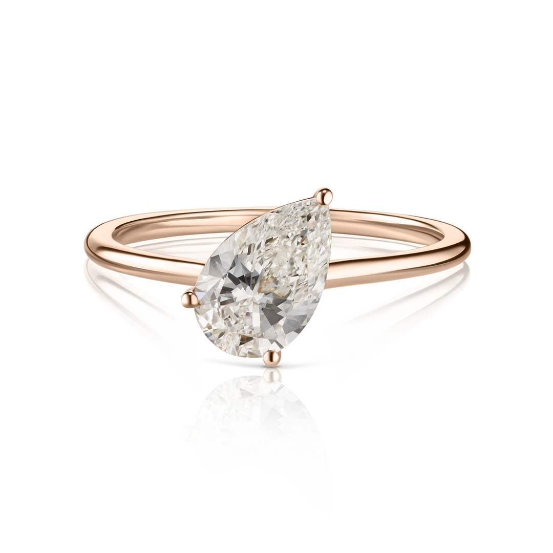 Floating Pear Cut Diamond Ring