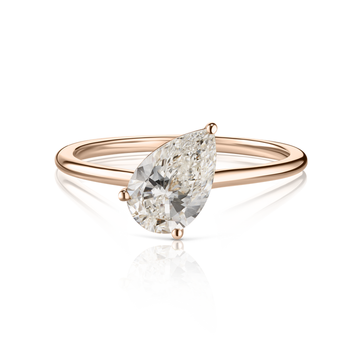 Floating Pear Cut Diamond Ring
