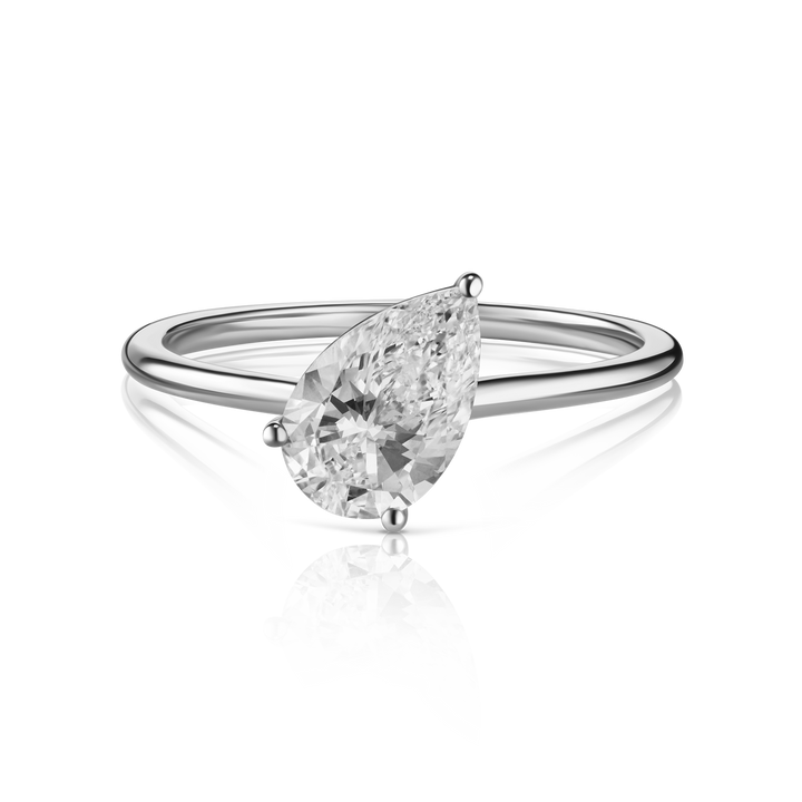 Floating Pear Cut Diamond Ring