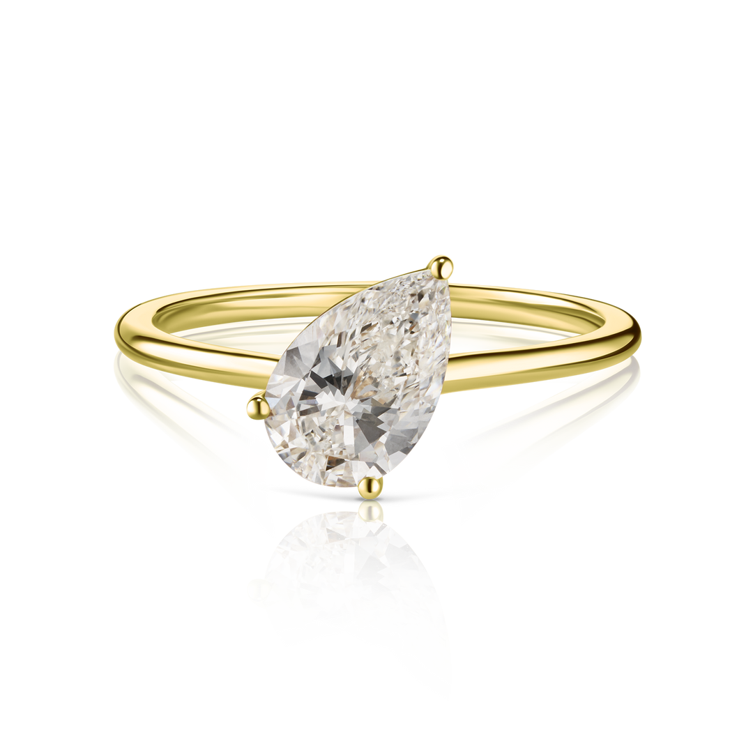 Floating Pear Cut Diamond Ring