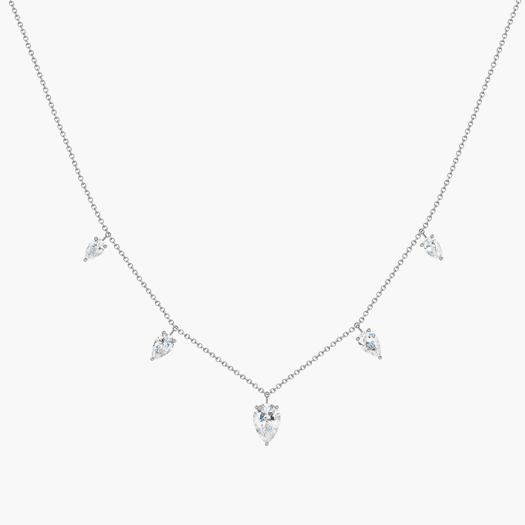 Large Floating Upside Down Pear Cut Diamond Necklace