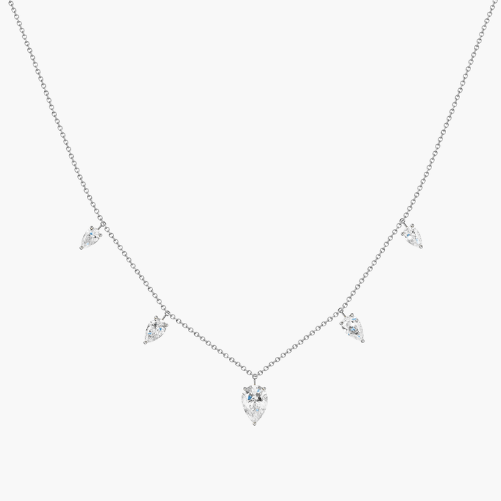 Large Floating Upside Down Pear Cut Diamond Necklace