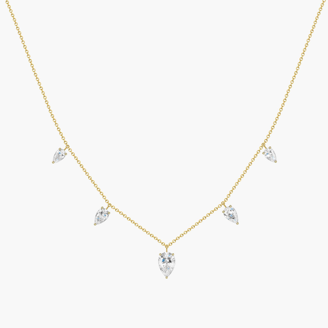 Large Floating Upside Down Pear Cut Diamond Necklace