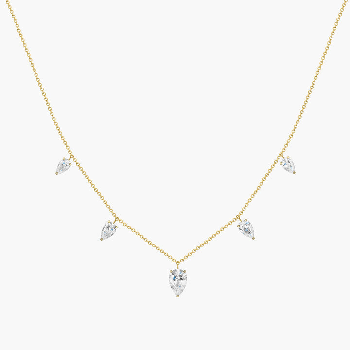 Large Floating Upside Down Pear Cut Diamond Necklace