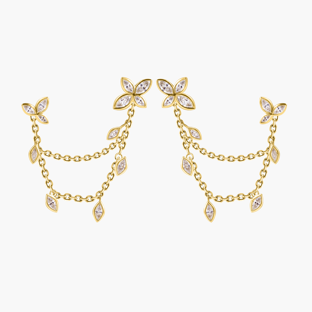 Flower Bezel Chain Earring