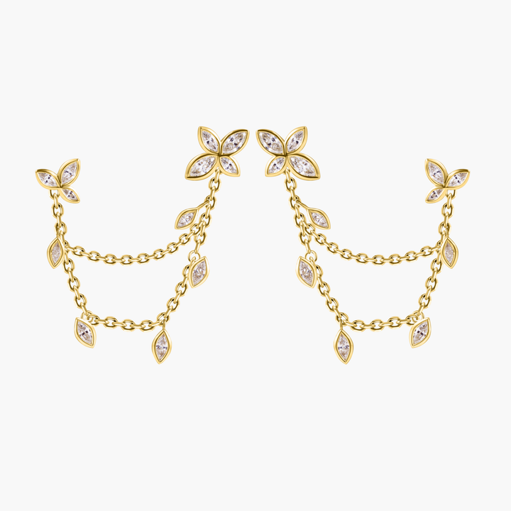 Flower Bezel Chain Earring