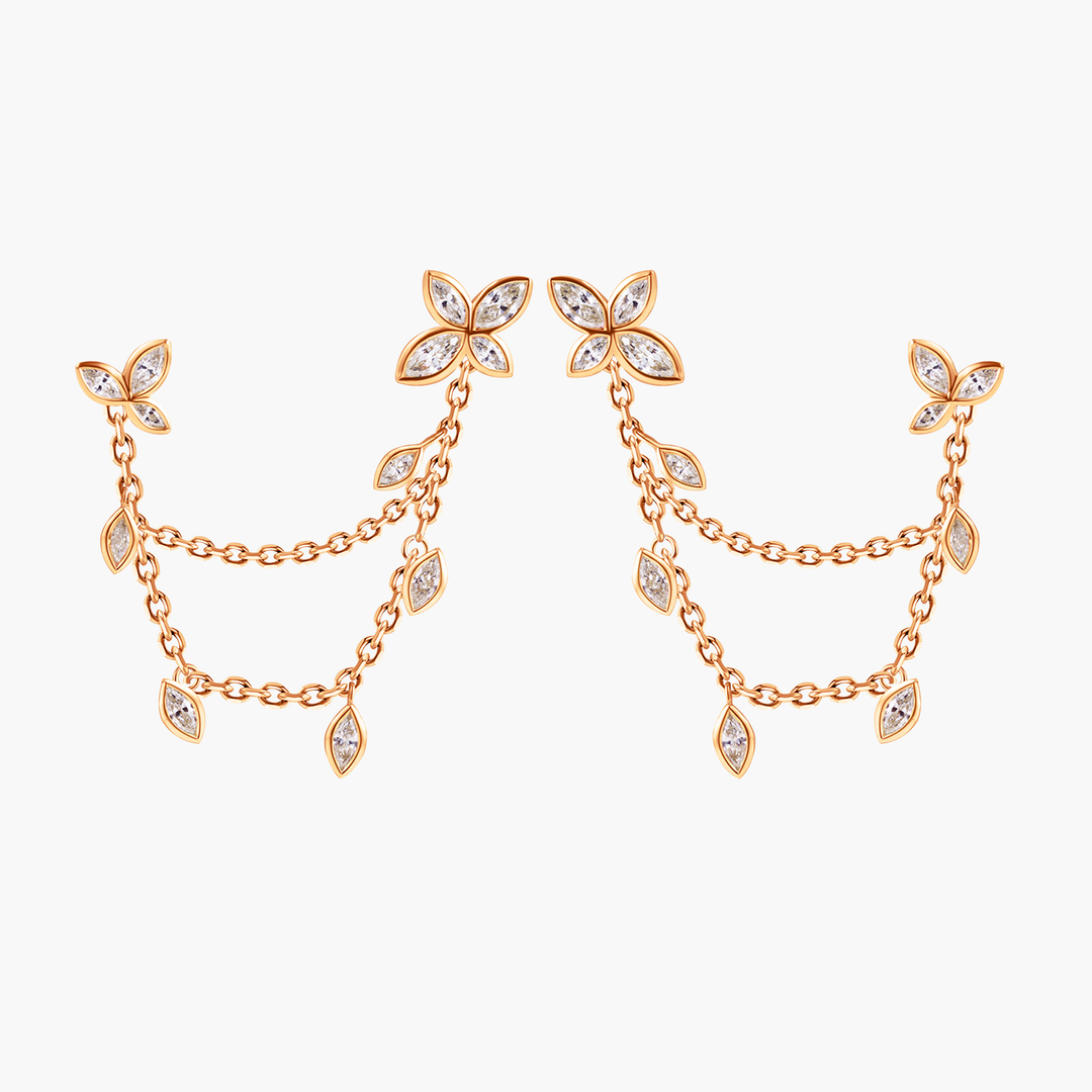 Flower Bezel Chain Earring