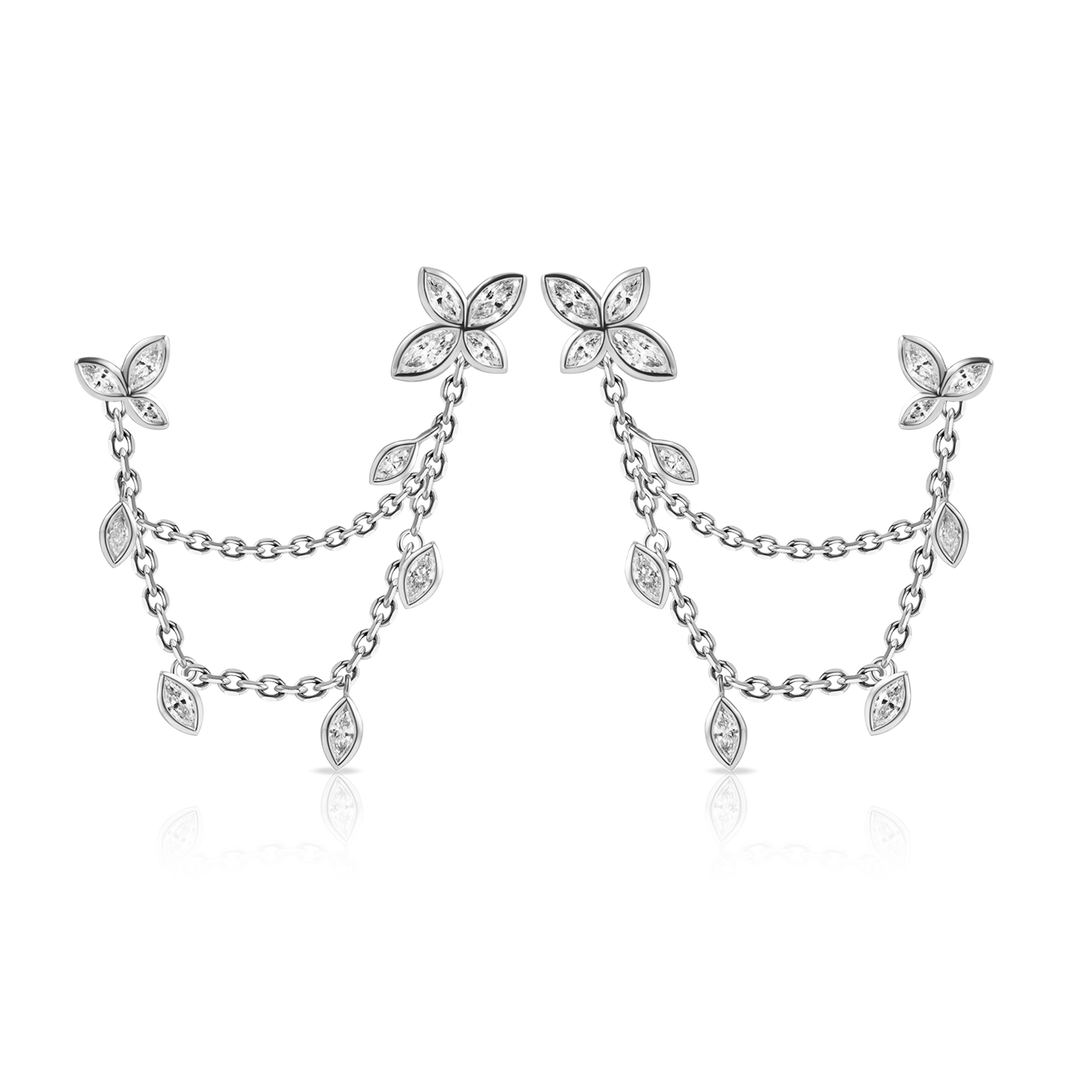 Flower Bezel Chain Earring