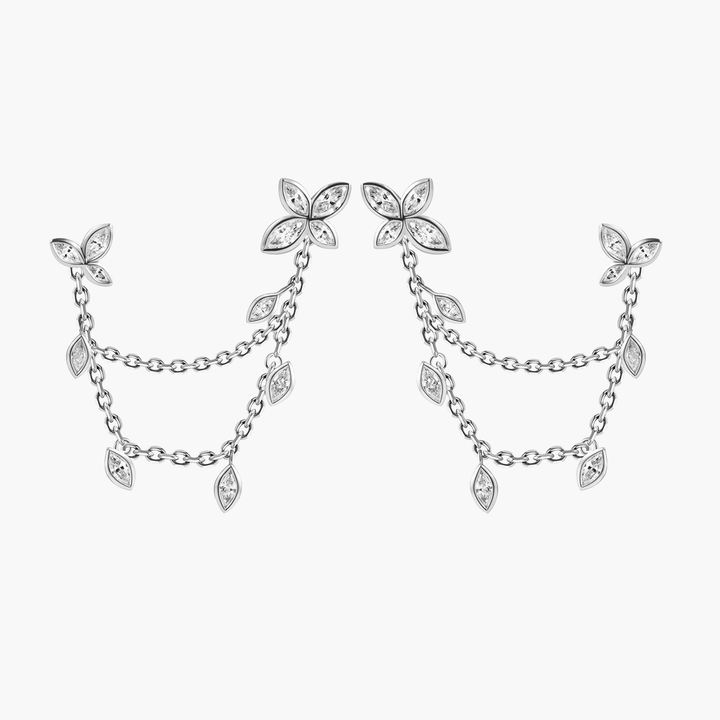 Flower Bezel Chain Earring