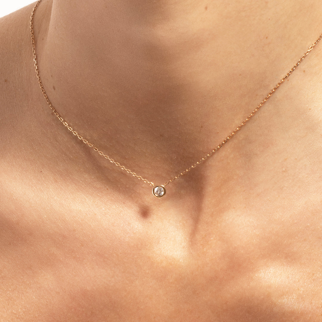 Round Diamond Bezel Necklace
