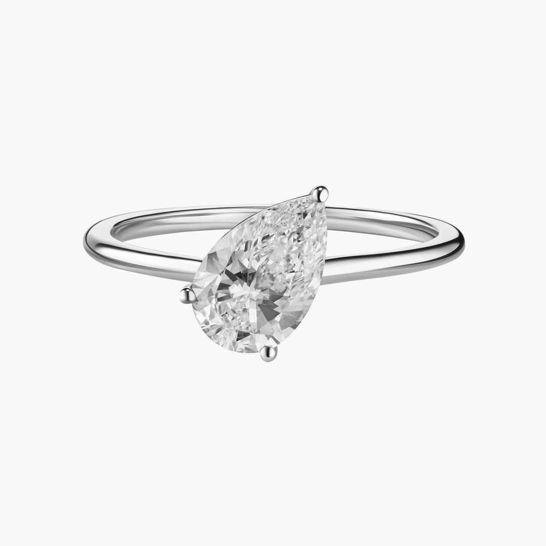 Floating Pear Cut Diamond Ring