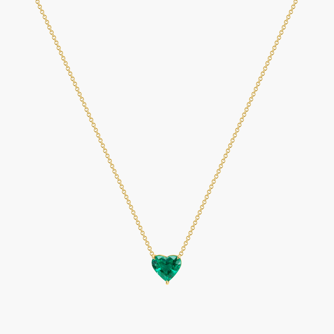 Heart Shape Emerald Pendant Necklace